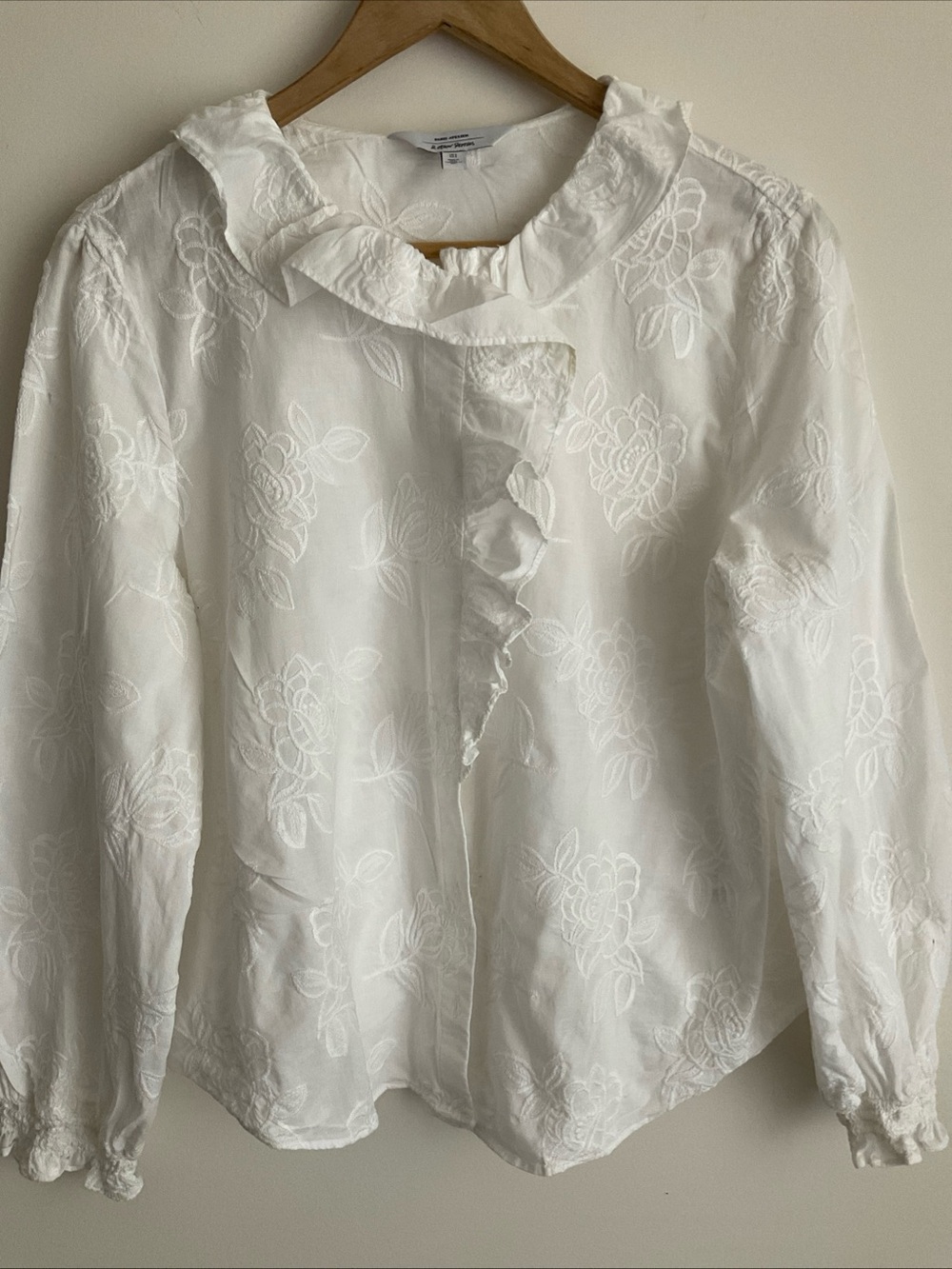 Anthropologie Other Stories Floral Embroider Ruffle Romantic Poet Victorian Top